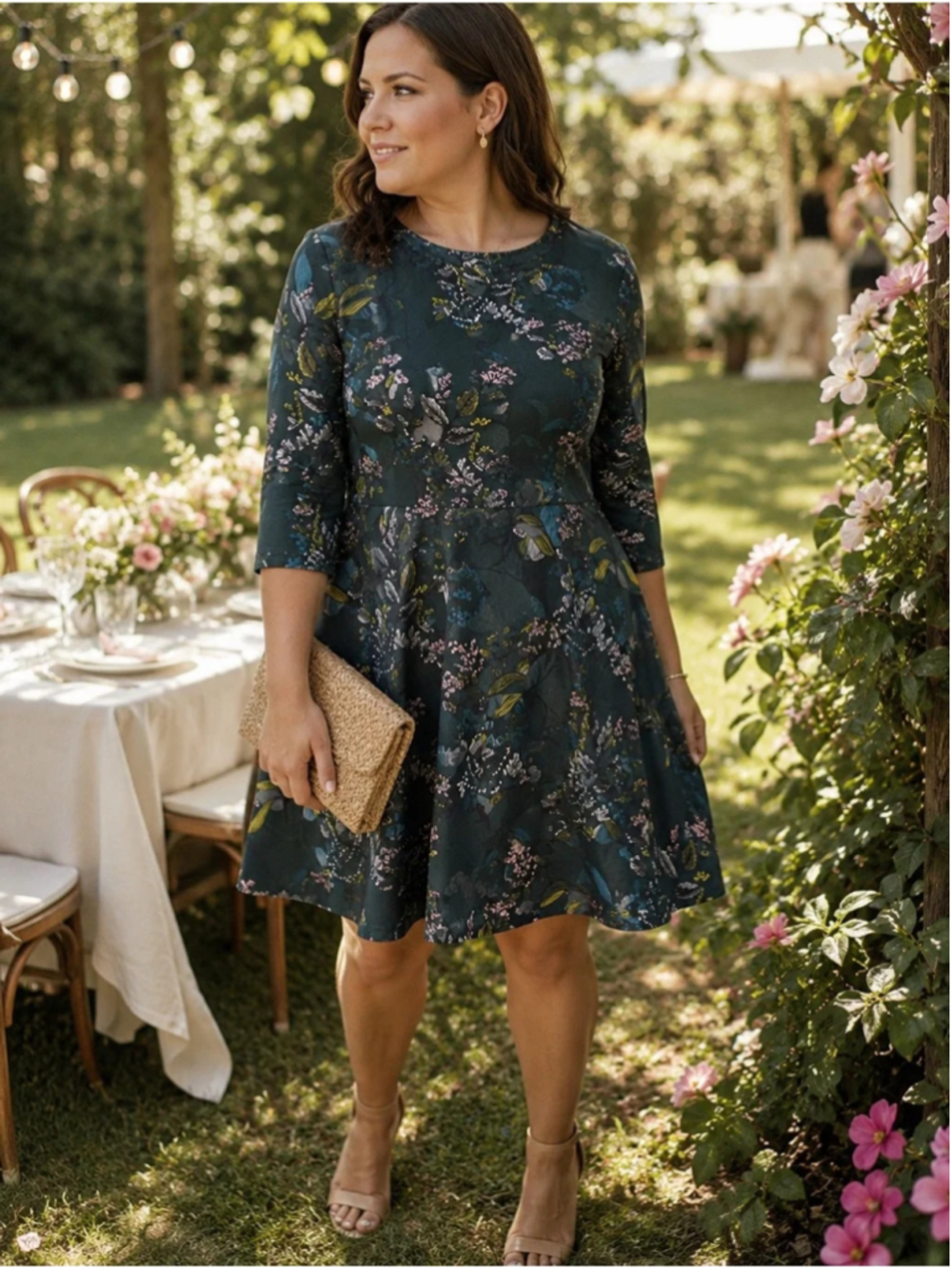 Banana Republic Dark Green Floral Dress 10
